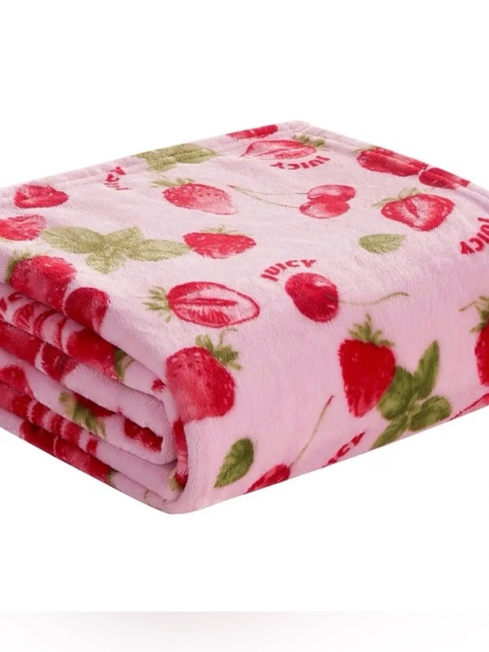 Juicy couture plush strawberry throw plush blanket NWT 50 x 70 nwt